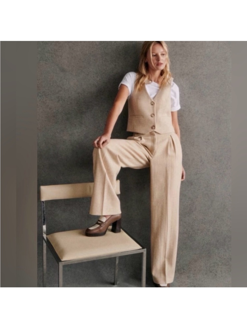 Sezane Theophile Wide-Leg High-Rise Trousers
